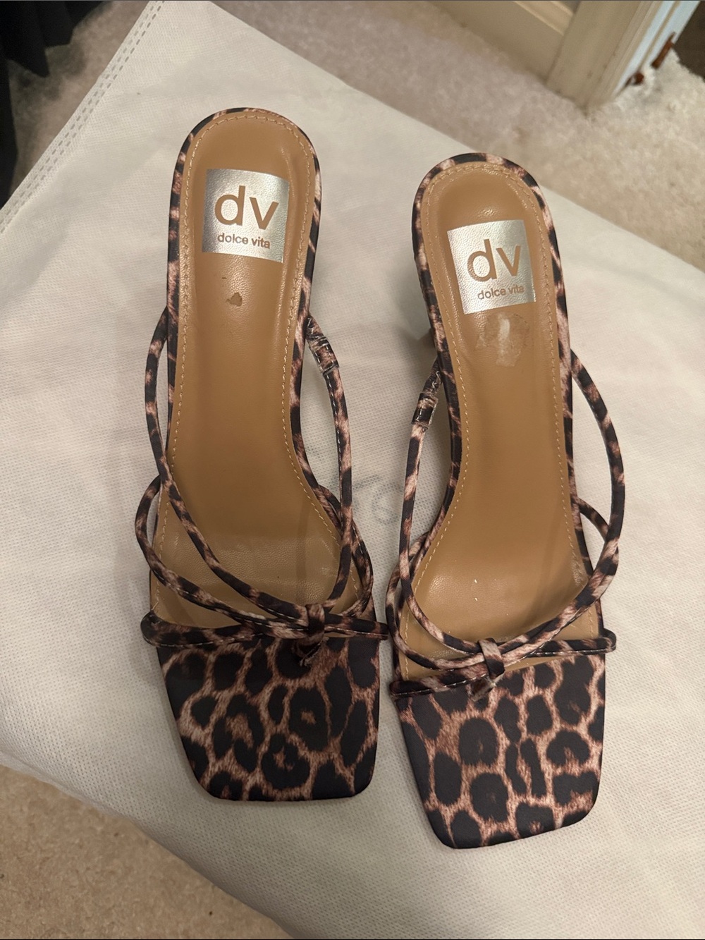 Dolce Vita Leopard-Print Strappy Square-Toe Heels